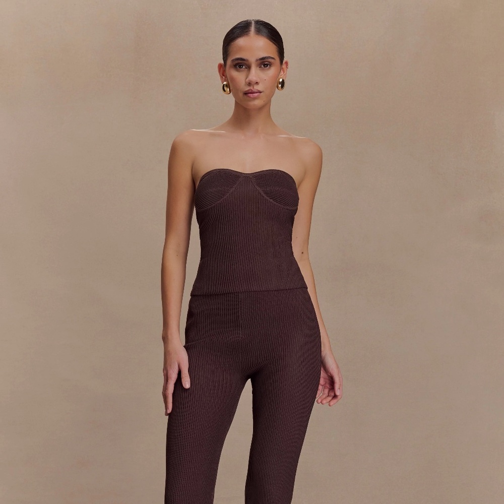 Meshki -  Elodie Strapless Cupped Knit Top + Bottom Set - XXS